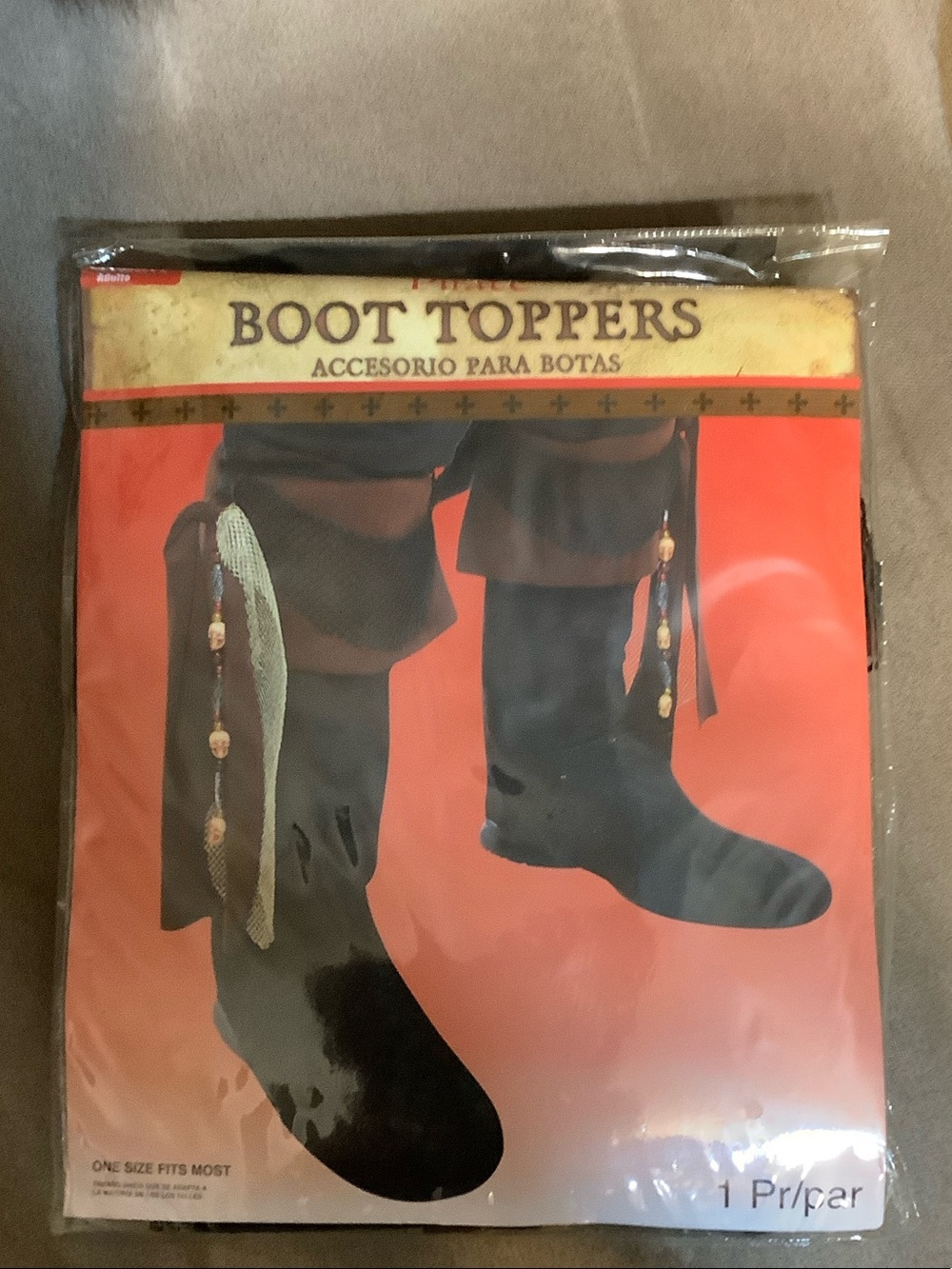 Amscan Halloween Black Pirate Boot Toppers with Bead Trim